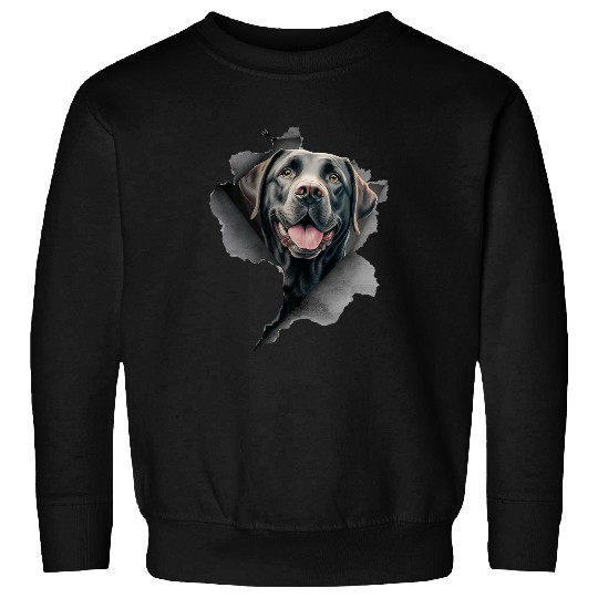Labrador Lab Dog Peeking Funny Dog Mom Dad Ripped Effect Sweatshirts