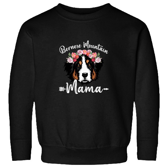 Womens Cute Dog Mom Mothers Day Bernese Mountain Mama Florals Sweatshirts