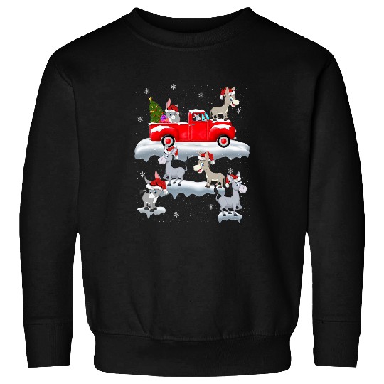 Donkey Riding Christmas Tree Truck Funny Donkey Christmas Sweatshirts