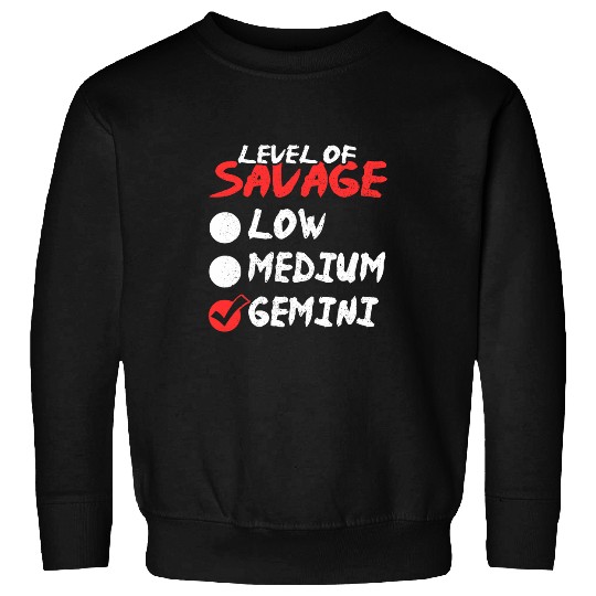 Funny Birthday May June Horoscope I Level of Savage Gemini Sweatshirts