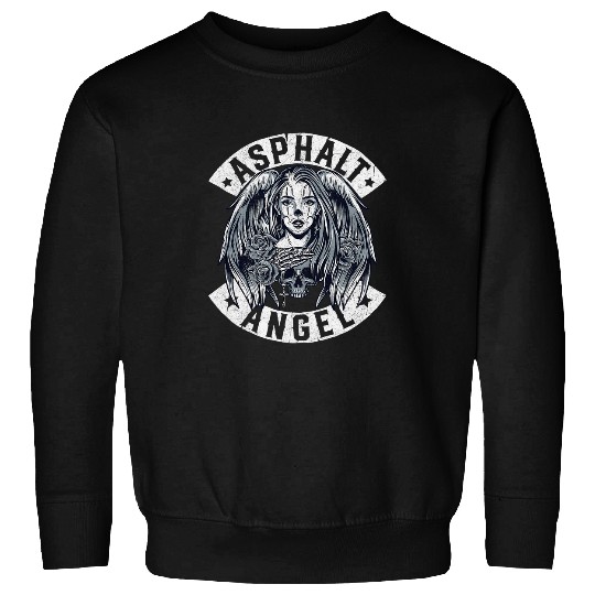 Asphalt Angel Motorcycles Cute Motorcycle Chick Biker Girl Sweatshirts