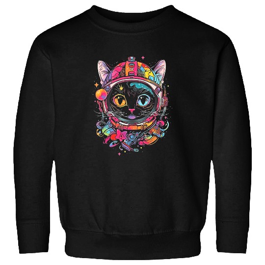 Funny Astronaut Cat Cool Surreal SciFi Space Graphic 7 Sweatshirts