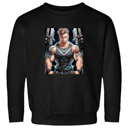 Anime Gym Workout Manga Japanese Motivation Design Print Sweatshirts