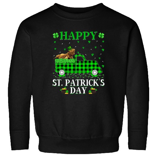 buffalo plaids Green Truck Bearded Dragon St Patricks Day Sweatshirts