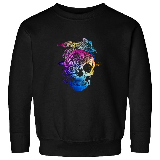 Skeletons Skulls Women skull floral rose bandana vintages halloween Skull Sweatshirts