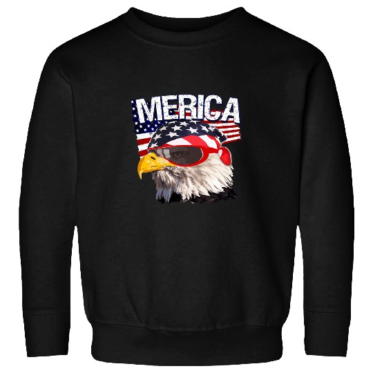 Bald Eagle MERICA Funny American USA Patriotic Sweatshirts