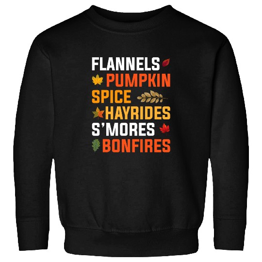 Funny Flannel Pumpkin Spice Hayrides Bonfires Fall Autumn Sweatshirts