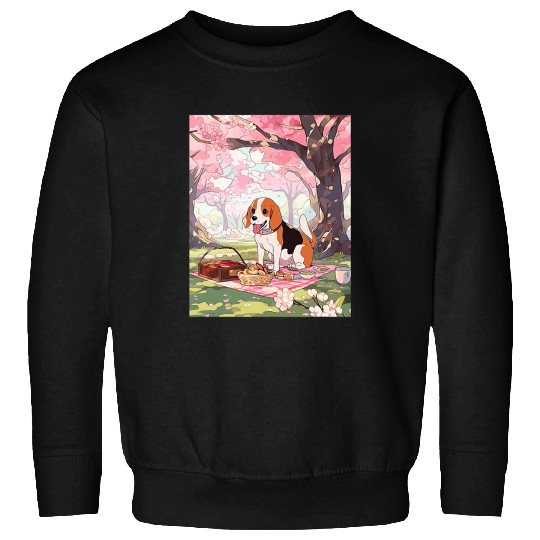 Beagle Cherry Blossom Funny Dog Picnic Sweatshirts