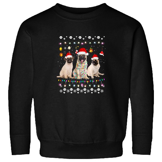 Pug Lover xmass Lighting Matching Ugly Christmas 88 Pugs Dog Sweatshirts