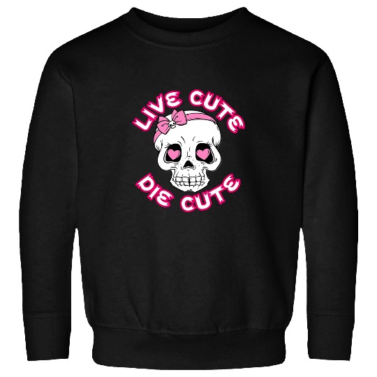 Skeletons Skulls Live cute die cute pink skull headband girl gothic halloween Skull Sweatshirts