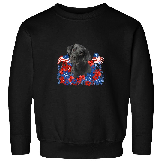 Labrador Lab Dog Labrador Independent Flowers Dog American Flag Sweatshirts