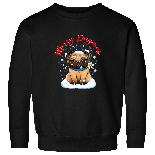 Pug Lover Merry Christmas Funy Pugmas For Boys Girls Kids 203 Pugs Dog Sweatshirts