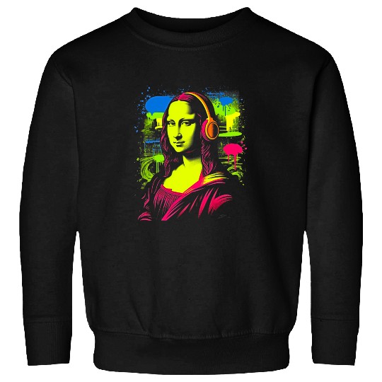 Funny Mona Lisa Cool Retro Y2K EDM Mona Lisa DJ 4 Sweatshirts