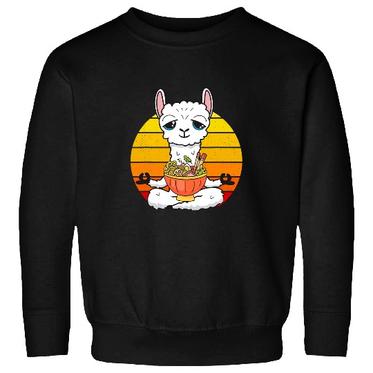 Namaste Yoga Llama Yoga with a Ramen Noodles Bowl a Ramen Lover or Llamen Meditation Sweatshirts