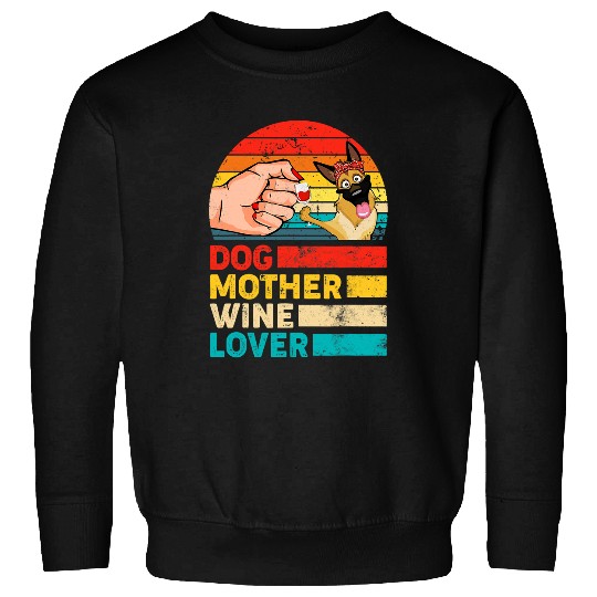 GSD Retro Dog Mother Wines Lover German Shepherd Dog Mothers Day German Shepherd Dog Dog Sweatshirts