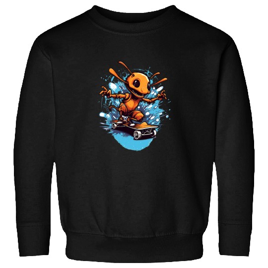Ant Riding Skateboard Skateboarder Skateboarding Graffiti Sweatshirts