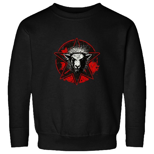 Angry sheep black red anarchy revolution star vintages Sweatshirts