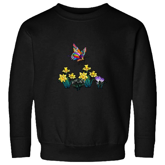Easter Spring Daffodil Crocus Butterfly Children Sweatshirts