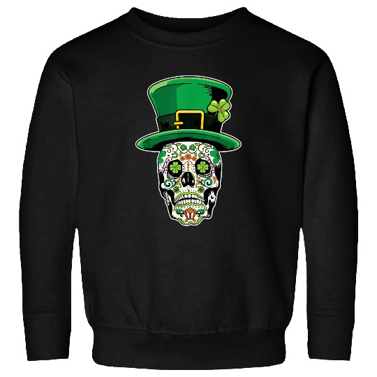 Skeletons Skulls Sugar Skull Saint Patricks Day of Deads Bones Skull Sweatshirts