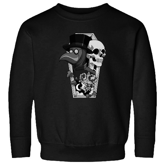 Skeletons Skulls Gothic Coffin Plague Doctor Medieval Floral Occult Skull Sweatshirts