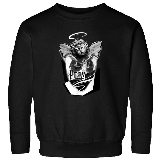 Angel Cherub Pray Fires Eyes Blackwork Sweatshirts