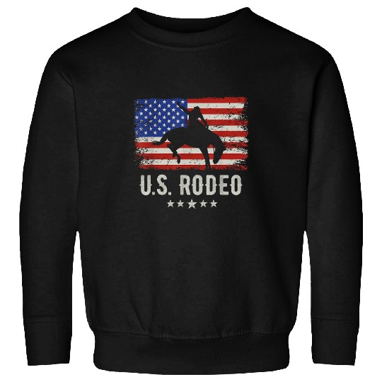 Patriotic US Flag Rodeo Rider Horse Riding Cowboy Cowgirl Sweatshirts