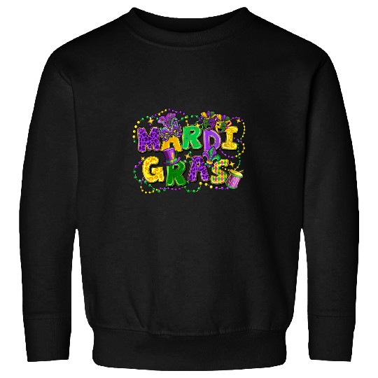 Funny Mardi Gras Parade Outfit Jester Hat Men Women Kids 4 Sweatshirts