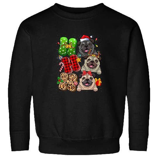 Pug Lover Christmas Ho Ho Ho For Dog Lover Funny xmass 55 Pugs Dog Sweatshirts