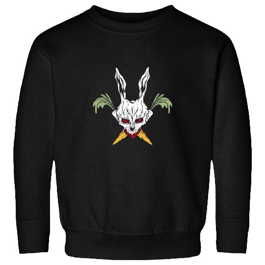 Skeletons Skulls Easter Funny Jolly Bunny Skull Horror Carrot Crossbones Skull Sweatshirts