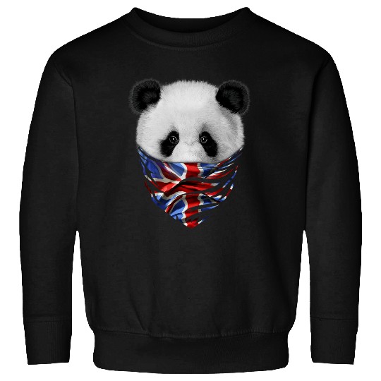 Funny Bear Patriot Giant Panda in British Union Jack Bandana Cute Bears Sweatshirts