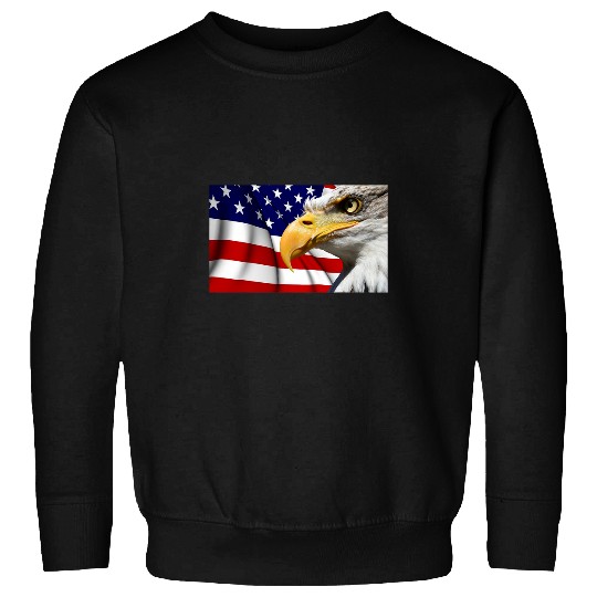 BRAVE FIERCE AMERICAN EAGLE ON FLYING AMERICAN USA FLAG Sweatshirts