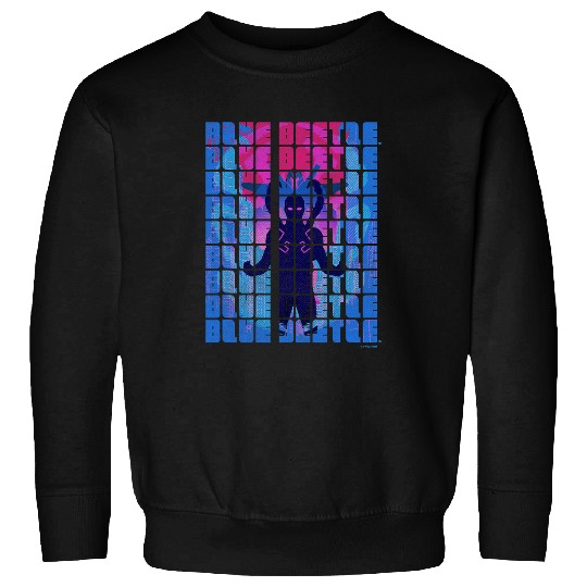 Blue Beetle Repeated Stacked Text Neon Silhouettes Poster Sweatshirts