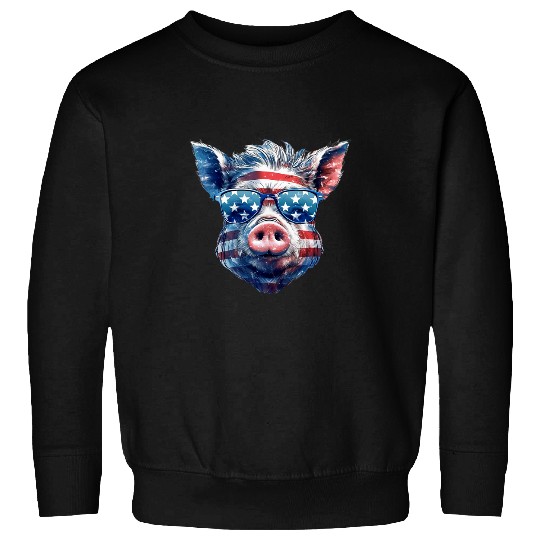 american flag pig 2farm animal patriotic farmer pig Sweatshirts