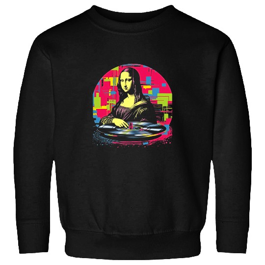 Funny Mona Lisa Cool Retro Y2K EDM Mona Lisa DJ 5 Sweatshirts