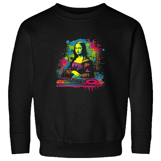 Funny Mona Lisa Cool Retro Y2K EDM Mona Lisa DJ 2 Sweatshirts