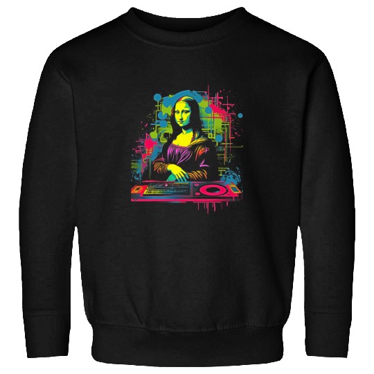 Funny Mona Lisa Cool Retro Y2K EDM Mona Lisa DJ 2 Sweatshirts