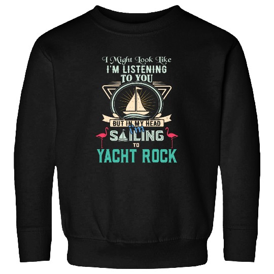 Funny Retro Sailing Yacht Rock Flamingo Distressed Design Sweatshirts