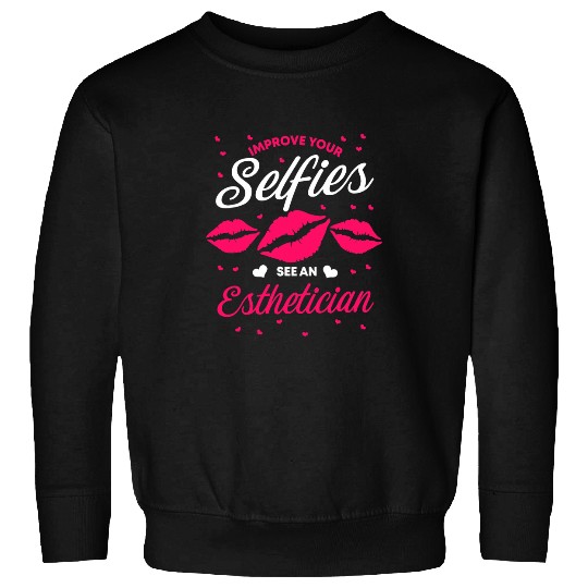 Esthetician Selfies Lips Esthetic Cosmetologist Beautician Sweatshirts