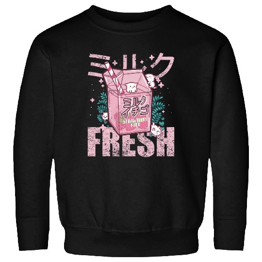 Fresh Kawaii Strawberry Milk Cute Cats Retro 90s Sweatshirts