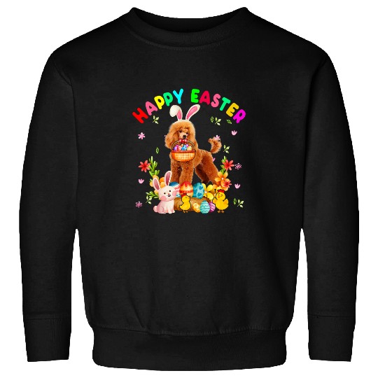Poodles Happy Easter Funny Easter Day Poodle Bunny Eggs Lover Poodle dog Sweatshirts