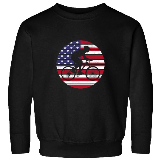 Fun USA flag with cutout of racing bike rider 2cyclist Sweatshirts