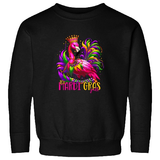 Funny carnivals Party Gift Idea Flamingo Mardi Gras Womens Sweatshirts