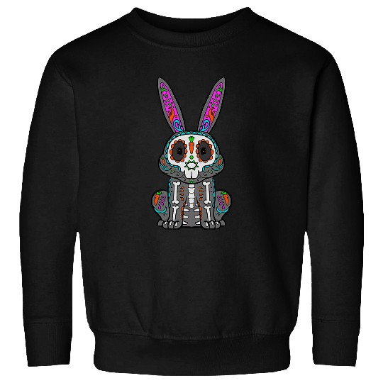 Skeletons Skulls Rabbit Day Of Deads Mexican Bunny Lover Rabbit Sugar Skull Sweatshirts