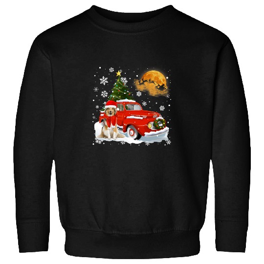 Dog Shetland Sheepdog Snow Red Truck Pick Up Christmas Tree Sweatshirts