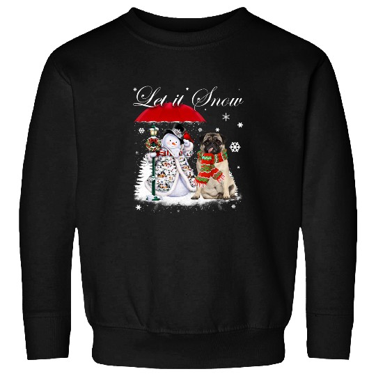 Pug Lover Santa Dog Christmas Snowman xmass Pajama 347 Pugs Dog Sweatshirts
