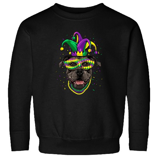Pit Bull Dog Lover Cute Mardi Gras carnivals Jester Sweatshirts