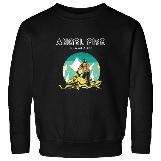 Angel Fires New Mexico Retro Snowmobile and Mountains Sweatshirts