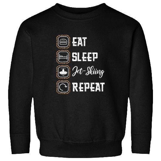 Eat Sleep JetSkiing Repeat Leopard Print Funny Water Sport Sweatshirts