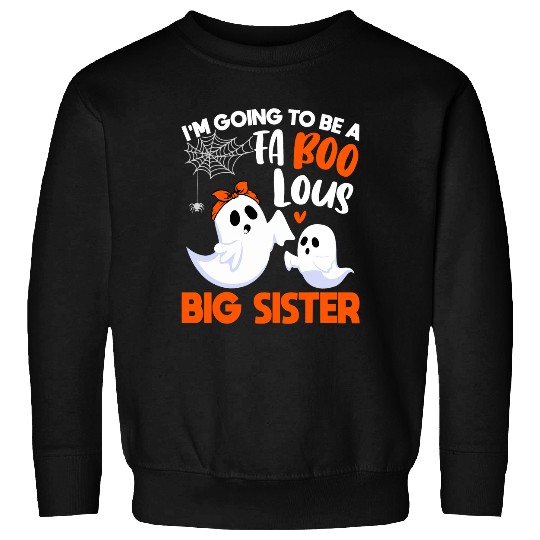 Boo Faboolous Big Sister Family Halloween Costume Women Girl Sweatshirts