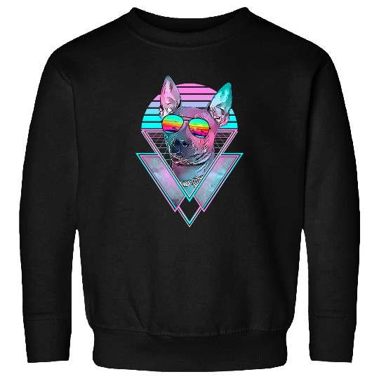 American Hairless Terrier Dog vintages Retro Vaporwave Beach Sweatshirts